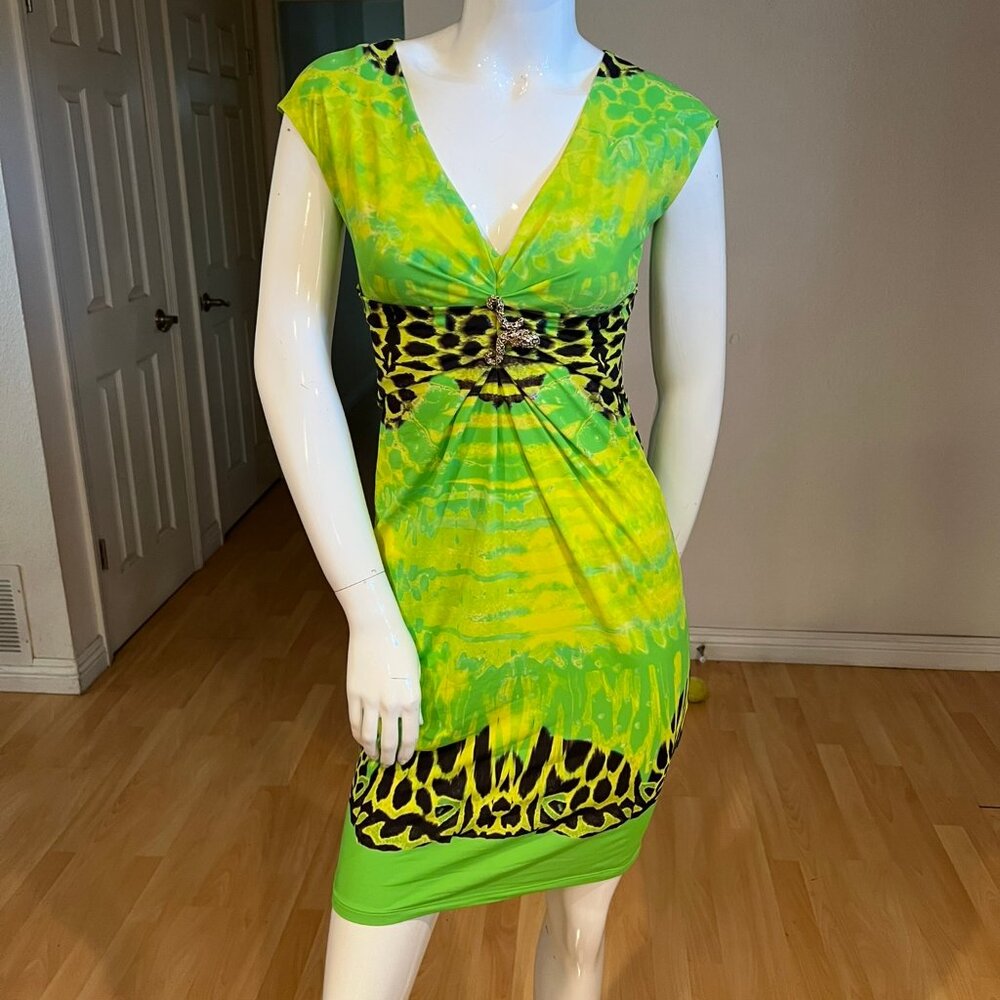 Y2K ROBERTO CAVALLI SPANDEX EMBELLISED DRESS SIZE 40 IT / 6 US